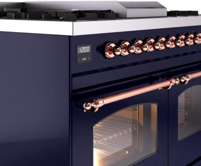 40" ILVE Nostalgie II Dual Fuel Liquid Propane Freestanding Range in Blue with Copper Trim - UPD40FNMP/MBP LP