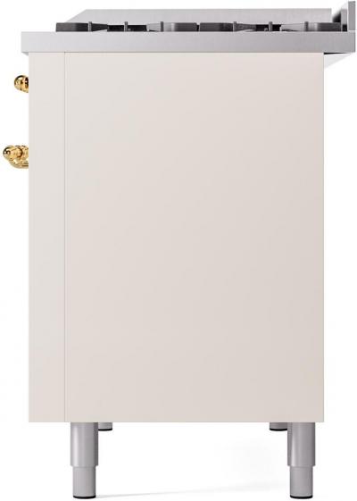 48" ILVE Nostalgie II Dual Fuel Natural Gas Freestanding Range in Antique White with Brass Trim - UP48FNMP/AWG NG