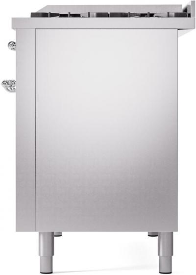 48" ILVE Nostalgie II Dual Fuel Liquid Propane Freestanding Range in Stainless Steel with Chrome Trim - UP48FNMP/SSC LP