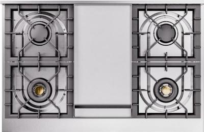 40" ILVE Nostalgie II Dual Fuel Natural Gas Freestanding Range in Stainless Steel with Brass Trim - UPD40FNMP/SSG NG