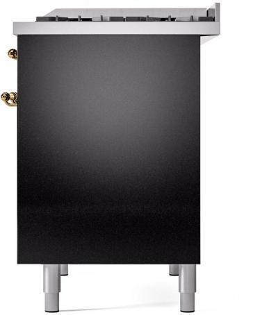 40" ILVE Nostalgie II Dual Fuel Natural Gas Freestanding Range in Glossy Black with Brass Trim - UPD40FNMP/BKG NG