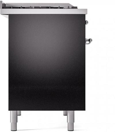 40" ILVE Nostalgie II Dual Fuel Natural Gas Freestanding Range in Glossy Black with Chrome Trim - UPD40FNMP/BKC NG