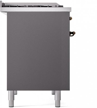 40" ILVE Nostalgie II Dual Fuel Natural Gas Freestanding Range in Matte Graphite with Bronze Trim - UPD40FNMP/MGB NG