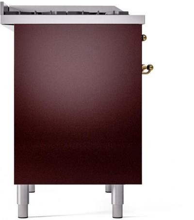 40" ILVE Nostalgie II Dual Fuel Natural Gas Freestanding Range in Burgundy with Brass Trim - UPD40FNMP/BUG NG