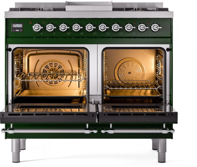 40" ILVE Nostalgie II Dual Fuel Natural Gas Freestanding Range in Emerald Green with Chrome Trim - UPD40FNMP/EGC NG