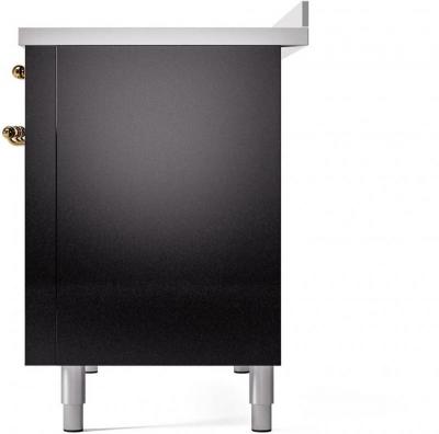 48" ILVE Nostalgie II Electric Freestanding Range in Glossy Black with Brass Trim - UPI486NMP/BKG