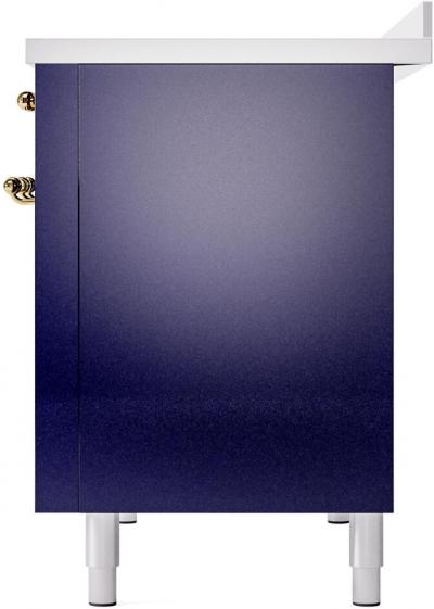 48" ILVE Nostalgie II Electric Freestanding Range in Blue with Brass Trim - UPI486NMP/MBG