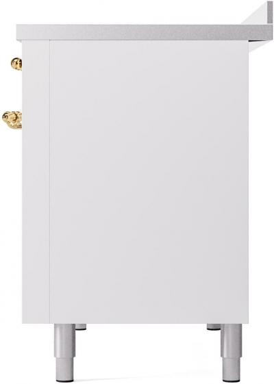 48" ILVE Nostalgie II Electric Freestanding Range in White with Brass Trim - UPI486NMP/WHG