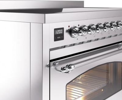 48" ILVE Nostalgie II Electric Freestanding Range in Stainless Steel with Chrome Trim - UPI486NMP/SSC