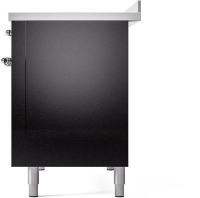 48" ILVE Nostalgie II Electric Freestanding Range in Glossy Black with Chrome Trim - UPI486NMP/BKC