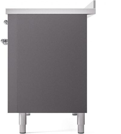 48" ILVE Nostalgie II Electric Freestanding Range in Matte Graphite with Chrome Trim - UPI486NMP/MGC