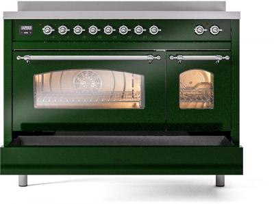 48" ILVE Nostalgie II Electric Freestanding Range in Emerald Green with Chrome Trim - UPI486NMP/EGC