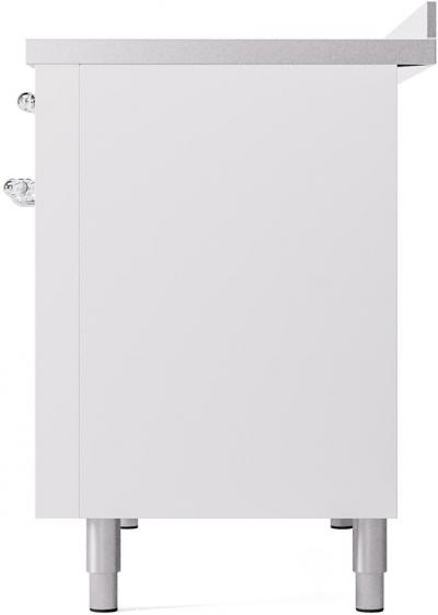 48" ILVE Nostalgie II Electric Freestanding Range in White with Chrome Trim - UPI486NMP/WHC