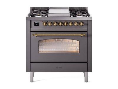 36" ILVE Professional Plus II Dual Fuel Natural Gas Freestanding Range with Bronze Trim - UP36FNMP/MGB NG