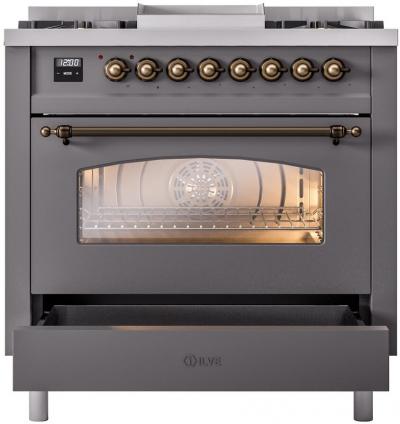 36" ILVE Professional Plus II Dual Fuel Natural Gas Freestanding Range with Bronze Trim - UP36FNMP/MGB NG