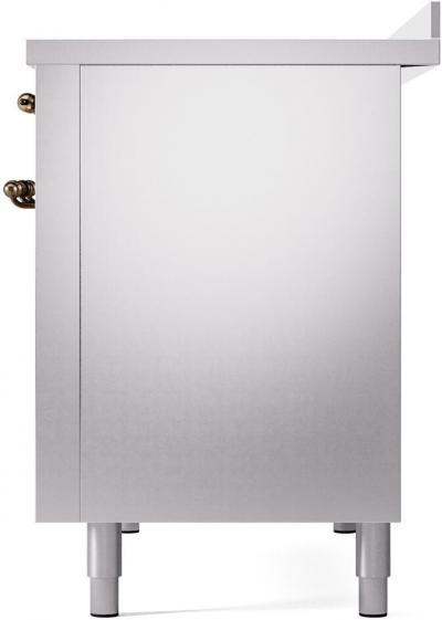 48" ILVE Nostalgie II Electric Freestanding Range in Stainless Steel with Bronze Trim - UPI486NMP/SSB