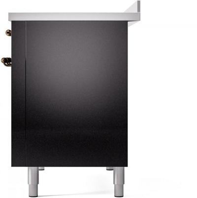 48" ILVE Nostalgie II Electric Freestanding Range in Glossy Black with Bronze Trim - UPI486NMP/BKB