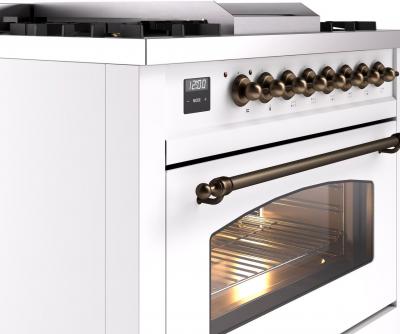 36" ILVE Professional Plus II Dual Fuel Natural Gas Freestanding Range with Bronze Trim - UP36FNMP/WHB NG