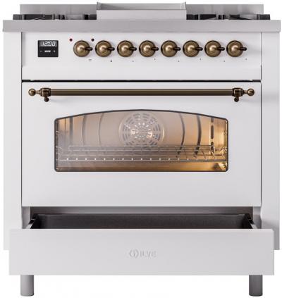 36" ILVE Professional Plus II Dual Fuel Natural Gas Freestanding Range with Bronze Trim - UP36FNMP/WHB NG