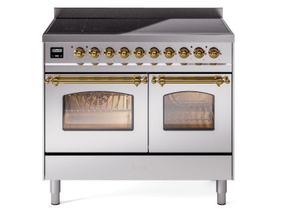 40" ILVE Nostalgie II Electric Freestanding Range in Stainless Steel with Brass Trim - UPDI406NMP/SSG