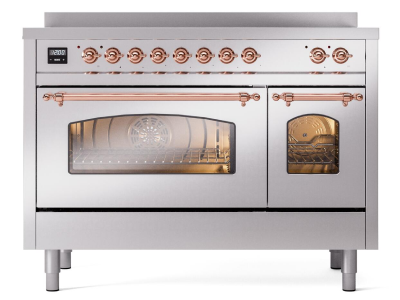 48" ILVE Nostalgie II Electric Freestanding Range in Stainless Steel with Copper Trim - UPI486NMP/SSP