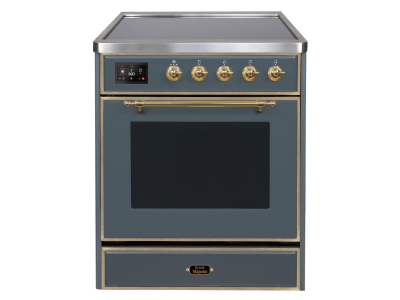 30" ILVE Majestic II Electric Freestanding Range in Blue Grey with Brass Trim - UMI30NE3/BGG