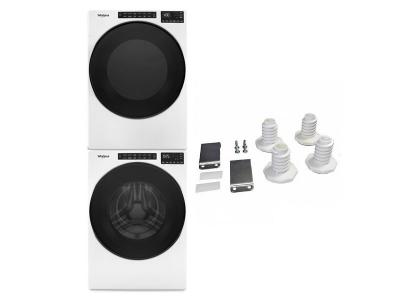 27" Whirlpool Stacking Kit and Front Load Washer and Gas Dryer - W10869845-WFW5605MW-WGD5605MW