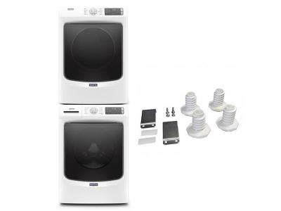 Maytag Stacking Kit and Front Load Washer and Front Load Electric Dryer - W10869845-MHW5630HW-YMED5630HW