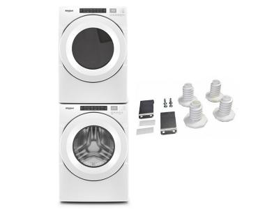 27" Whirlpool Front Load Washer and Gas Dryer and Stacking Kit - W10869845-WFW560CHW-WGD5620HW