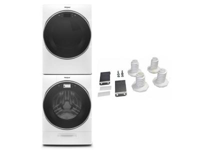 27" Whirlpool Smart Front Load Washer and Gas Dryer and Stacking Kit - W10869845-WFW9620HW-WGD9620HW