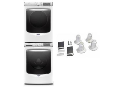 27" Maytag Front Load Washer and Gas Dryer and Stacking Kit - W10869845-MHW8630HW-MGD8630HW