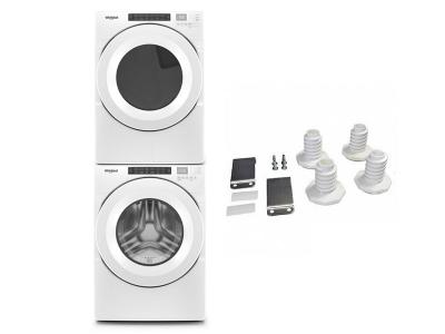 27" Whirlpool Closet Depth Front Load Washer and Heat Pump Dryer and Stacking Kit - W10869845-WFW560CHW-YWHD560CHW
