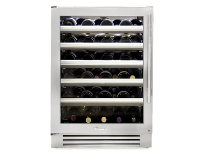 24" True Residential 5.8 Cu. Ft. Stainless Glass Left-Hinge Undercounter Wine Cabinet - TWC-24-L-SG-C