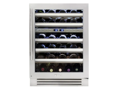 24" True Residential 5.52 Cu. Ft. Stainless Glass Right-Hinge Undercounter Wine Cabinet - TWC-24DZ-R-SG-C