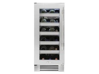 15" True Residential 3.1 Cu. Ft. Stainless Glass Left-Hinge Undercounter Wine Cabinet - TWC-15-L-SG-C