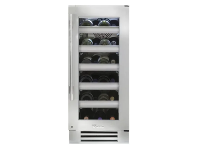 15" True Residential 3.1 Cu. Ft. Stainless Glass Right-Hinge Undercounter Wine Cabinet - TWC-15-R-SG-C