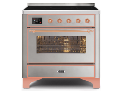 36" ILVE Majestic II Electric Freestanding Range with Copper Trim in Stainless Steel - UMI09NS3/SSP