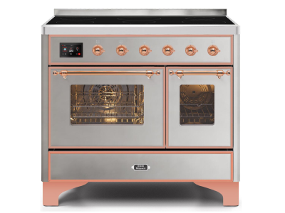 40" ILVE Majestic II Electric Freestanding Range with Copper Trim in Stainless Steel - UMDI10NS3/SSP