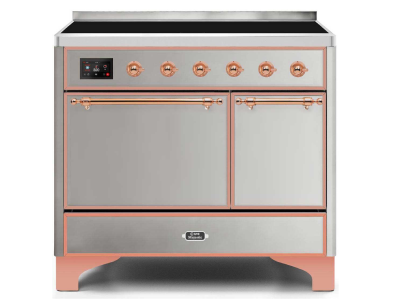 40" ILVE Majestic II Electric Freestanding Range with Copper Trim in Stainless Steel - UMDI10QNS3/SSP