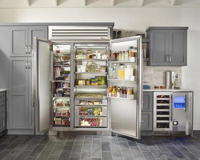 42" True Residential Built-In Side By Side Refrigerator With Stainless Glass Door - TR-42SBS-SG-C