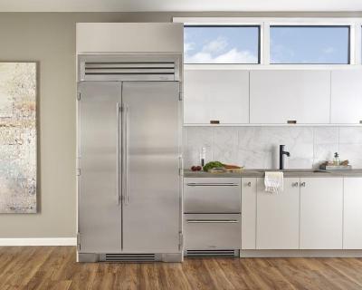 42" True Residential Built-In Side By Side Refrigerator With Stainless Glass Door - TR-42SBS-SG-C