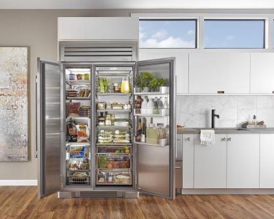 42" True Residential Built-In Side By Side Refrigerator With Stainless Glass Door - TR-42SBS-SG-C