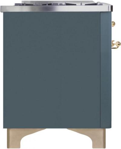 36" ILVE Majestic II Dual Fuel Natural Gas Freestanding Range in Blue Grey with Brass Trim - UM09FDNS3/BGG NG