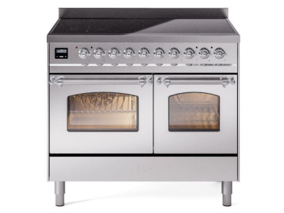 40" ILVE Nostalgie II Electric Freestanding Range in Stainless Steel with Chrome Trim - UPDI406NMP/SSC
