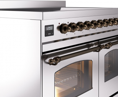 40" ILVE Nostalgie II Electric Freestanding Range in Stainless Steel with Bronze Trim - UPDI406NMP/SSB