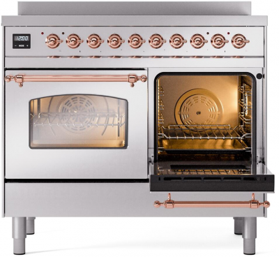 40" ILVE Nostalgie II Electric Freestanding Range in Stainless Steel with Copper Trim - UPDI406NMP/SSP