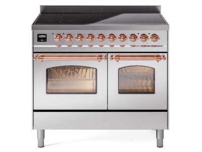 40" ILVE Nostalgie II Electric Freestanding Range in Stainless Steel with Copper Trim - UPDI406NMP/SSP