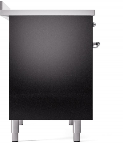 40" ILVE Nostalgie II Electric Freestanding Range in Glossy Black with Chrome Trim - UPDI406NMP/BKC