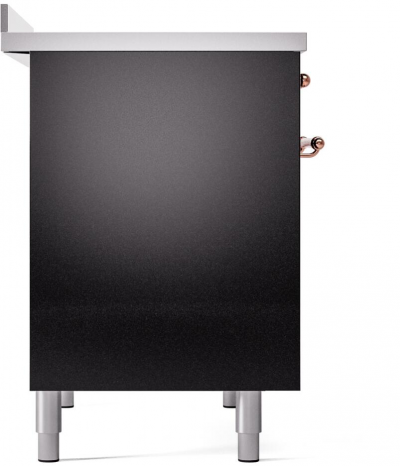 40" ILVE Nostalgie II Electric Freestanding Range in Glossy Black with Copper Trim - UPDI406NMP/BKP