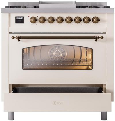 36" ILVE Professional Plus II Dual Fuel Natural Gas Freestanding Range with Copper Trim - UP36FNMP/AWP NG